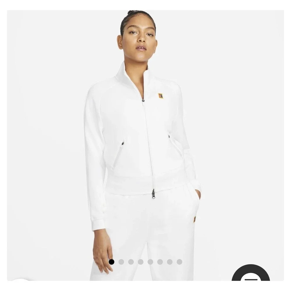 Nike Court Dri-FIT Victory Tennis Jacket White Full Zip Womens Medium Athletic